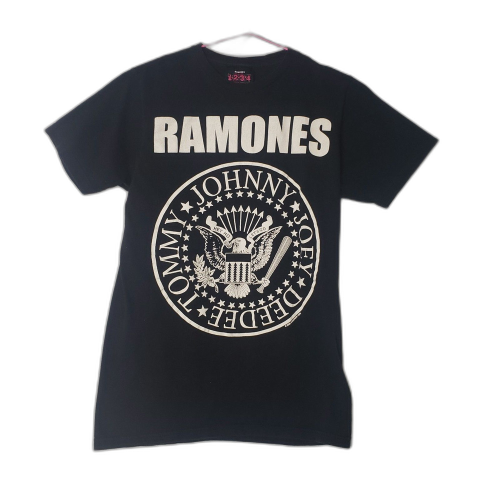 RAMONES Black Logo Hey Ho Let's Go T Shirt Size Medium